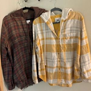 Two American Eagle Flannel Hoodies